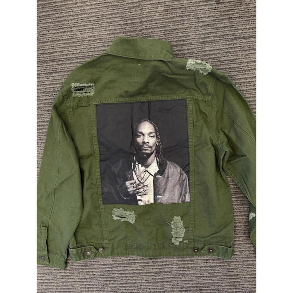 NWT New 91 on Cotton Snoop Dogg Olive Green Denim Jacket XL